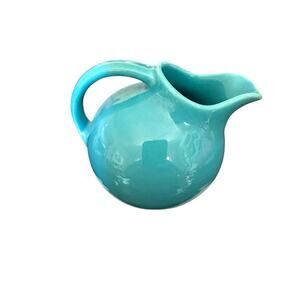 Vintage Homer Laughlin Harlequin Turquoise Blue Novelty Ball Pitcher Creamer
